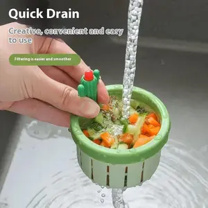 1PCS Cactus Sink Strainer Plastic Cactus Sink Filter Press Automatic Dumping Filter Basket, Anti-clogging Kitchen Drain Strainer with Lifting Handle