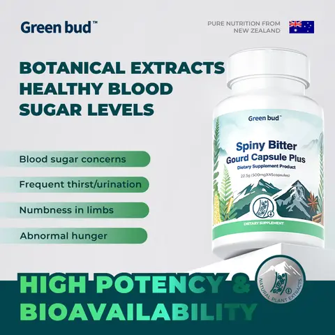 Green Bud 5 Spiny Bitter Gourd Herbal Capsules Contain Extracts of Bitter Gourd, Cinnamon, Ginseng, and Mulberry Leaves, etc#SohoChic