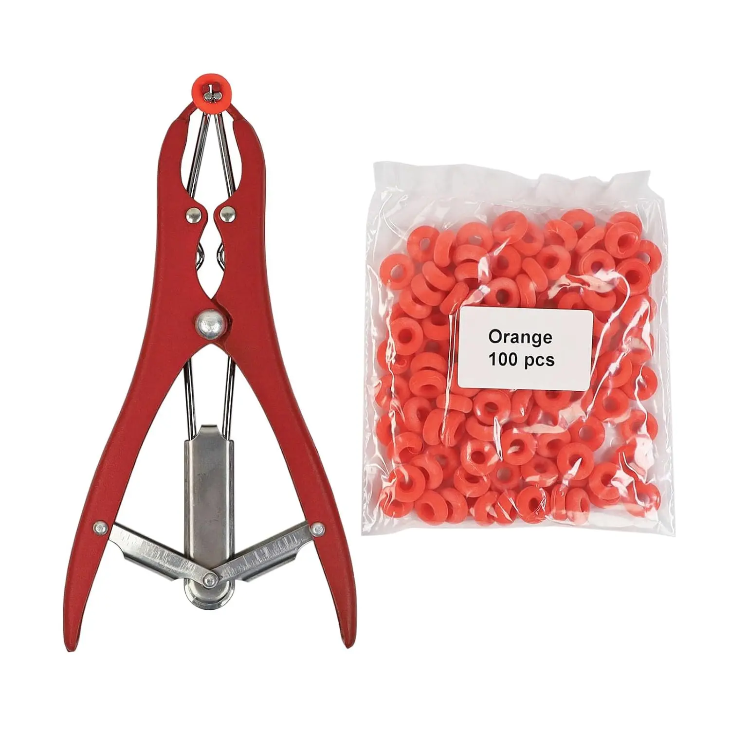 Goat Banding Tools, Including 1 count Stainless Steel Bander and 100 count Banding Rings, Expander Plier and Bands Kit for Goat  Hog