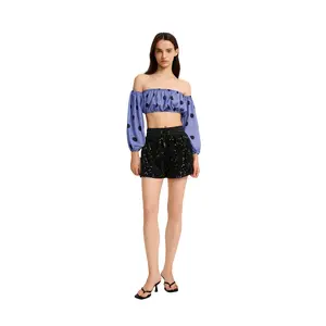 Casual Off The Shoulder Cropped Bubble Top