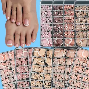 120 Pcs French Edge Nail Tips, Short Wearable Toe Nails, 9 Colors Available, Easy to Apply, Perfect for Daily Use, Nail Kit Set