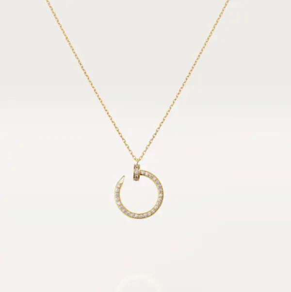 Pre-owned Cartier Juste un Clou Yellow Gold Full Paved Pendant Necklace Non Full Set
