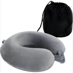 Travel Neck Pillow, Top Memory Foam Pillow for Head Support, Ideal for Airplanes, Cars, and Home Recliners, Adjustable and Soft (Grey)