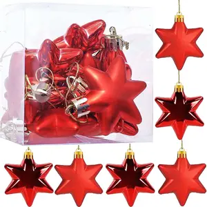 Set of 12  Ornaments for Christmas Tree, 1.8 inch Small Red Christmas Ornaments for Mini Tree,  Shaped Plastic Shatterproof  Balls for Valentines Indoor Outdoor Party Decorations