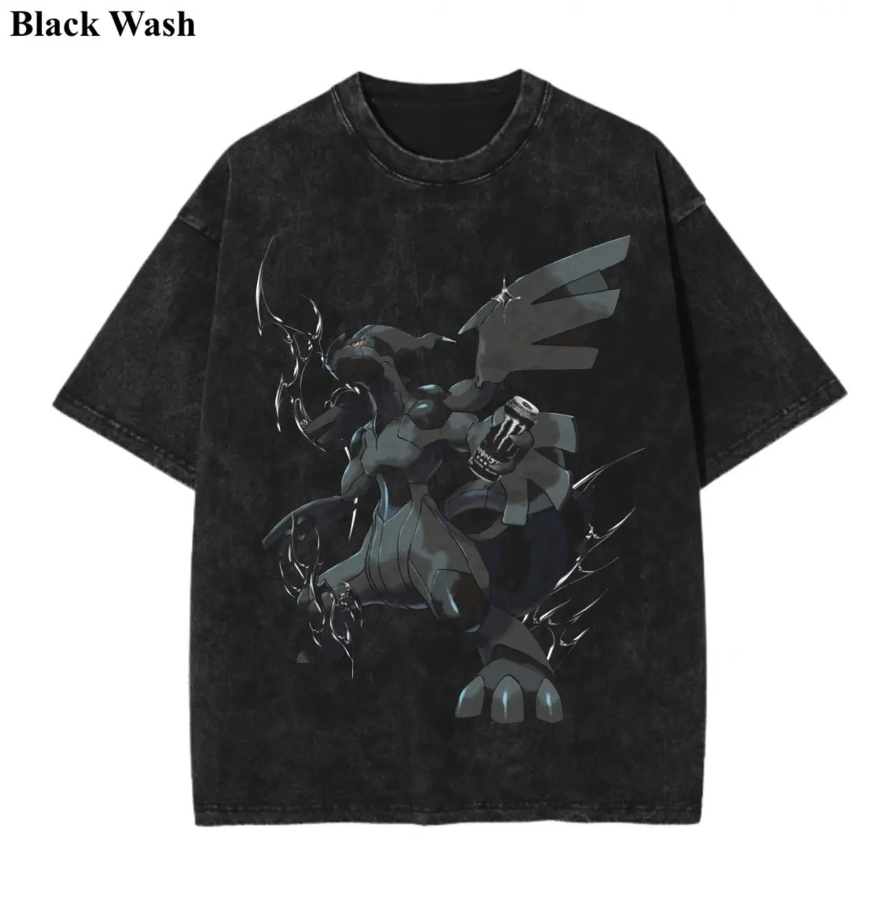Vintage Zekrom x Black Soda Wash Tee, Pocket Monster x Energy Soda Graphic Tees, Pocket Monster T-Shirt, Unisex Anime Shirt, PKM Gift, Gym Workout Shirt, Menswear Womenswear Streetwear Top Fit Oversize
