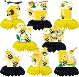 8-Piece Bee Baby Centerpiece Honeycomb Table Centerpieces for Party Decor - Festive Party Supplies