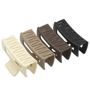 4pcs Rectangle Hair Claw Clips for Women & Girls, 3.5" Non-Slip for Thin & Thick Hair, Square Jaw Hair Clips with Strong Hold (Neutral Color)
