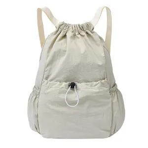 Durable Nylon Cinch Sack, Large Capacity Drawstring Bag Backpack, Casual Foldable String Bag for School, Gym, Swimming & Outdoors