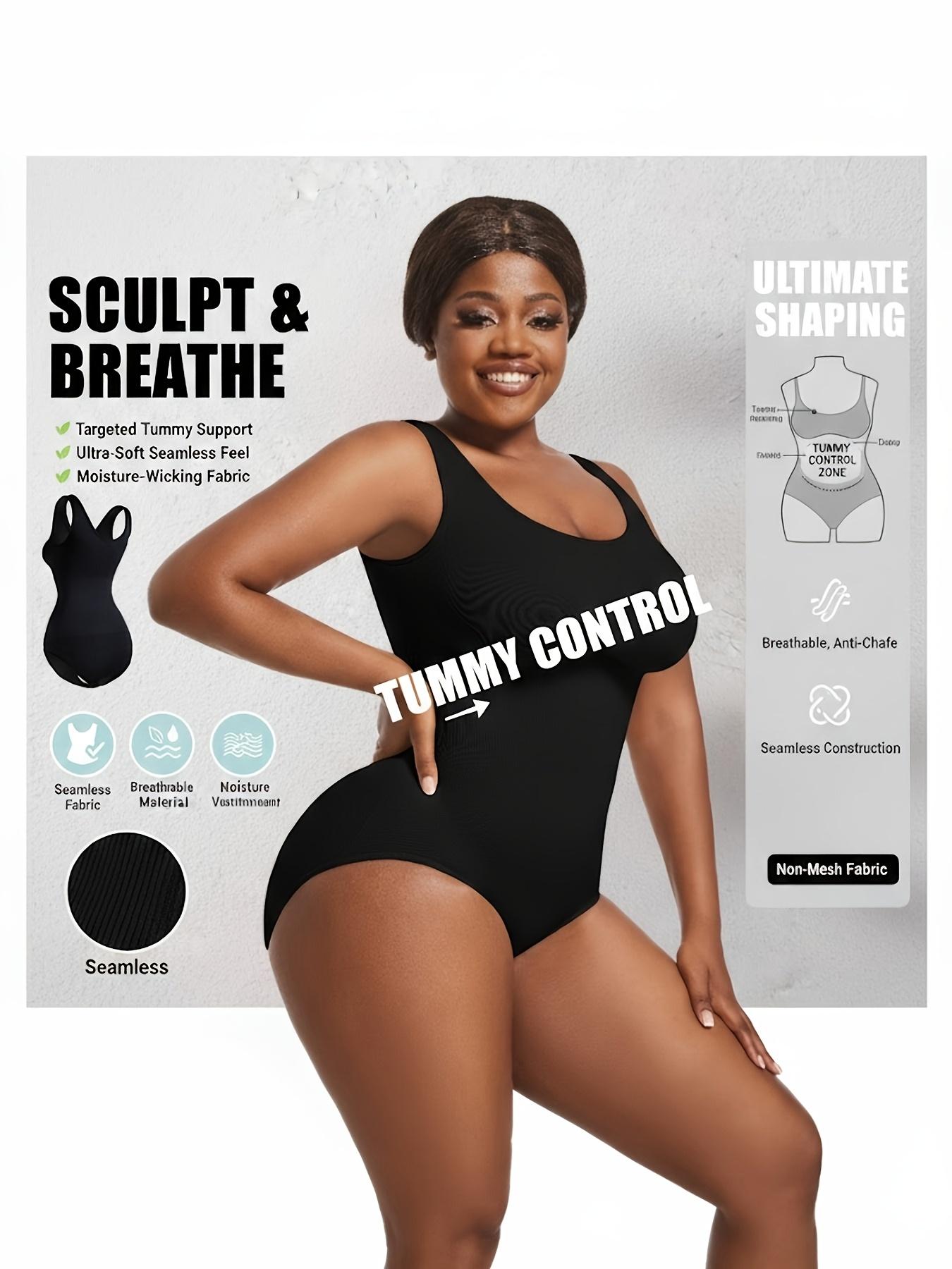 1pc of Plus-Size Women'S Seamless Bodysuit for Tummy Control And Lifting, Suitable for Year-Round Wear, Stylish And Versatile, Fully Covering The Hips