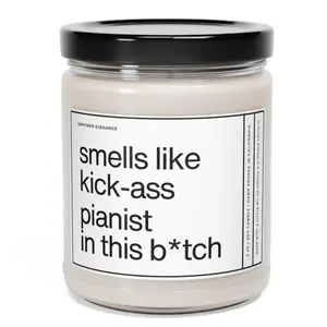 Empower Elegance Pianist Gift 9oz Scented Soy Wax Candle - Smells Like World's Best Pianist - Home Decor Gift for Music Lovers