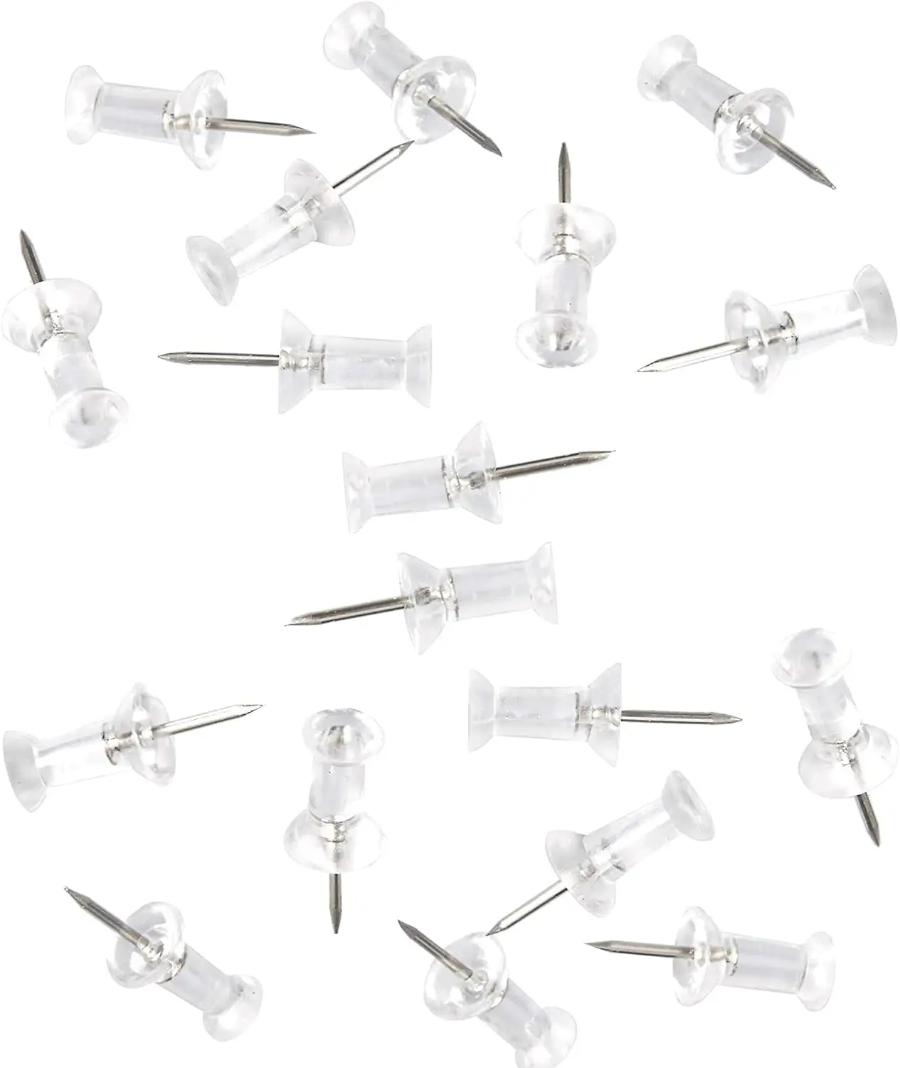 100-Pack Push Pins Tacks, Clear Plastic Head, Steel Point,Thumb Tacks for Wall Corkboard Map Calendar Photo -Home Office Craft Projects Heavy Duty Head Pin