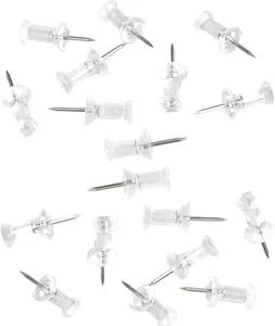 100-Pack Push Pins Tacks, Clear Plastic Head, Steel Point,Thumb Tacks for Wall Corkboard Map Calendar Photo -Home Office Craft Projects Heavy Duty Head Pin