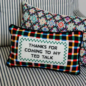 Ted Talk Needlepoint Pillow