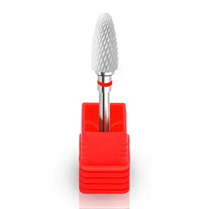 3/32" Ceramic Nail Drill Bit - Remove Acrylic Hard Gels Quickly and Safely, Ceramic Cone File Bit for Nail Art, Manicure, Pedicure, Gel, Cuticle Clean (Fine - F)