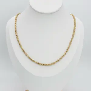 Gold Diamond Cut French Rope Chain - 3.5mm, 14k Heavy Plated, Unisex