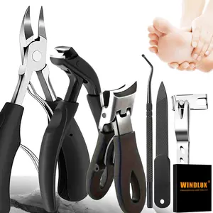 6pcs Toenail Clippers for Seniors Thick Toenails, Toe Nail Clippers for Thick Nails for Seniors, Straight Toe Nail Clippers for Men, Ingrown Toenail Clippers and Angled Nail Clipper Set