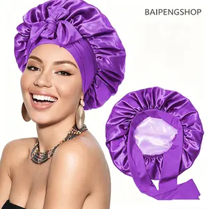 Double-Layer Silk Bonnet Sleep Cap for Women, Stylish Head Cover with a Soft Elastic Tie for Curly Natural Hair & Heatless Curls