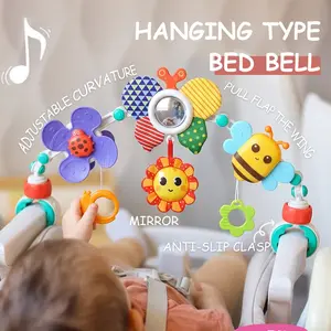 Baby Hanging Butterfly Bed Mobile Toy, Stroller Arch Toy, Battery-Free Rattle, Adjustable Baby Bed Rocker, Sensory Soothing Travel Toy