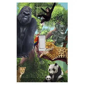Jungle Animal Kids Room Light Switch Cover 3x5 Decorative Polka Dot Design for Baby Nursery Toddler Tween Teens Durable Plastic Easy Install Clean