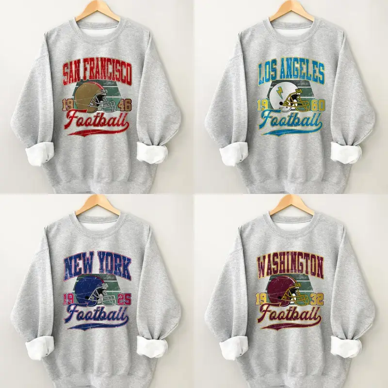 Vintage Football Team Sweatshirt - Classic Design Sport Grey For All Fans