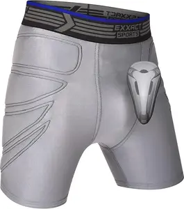 Boy's Padded Sliding Shorts with Hard Protective Cup (Gray)