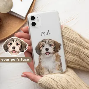 Custom Pet CLEAR Phone Case with Photo and Name - Personalized Dog and Cat Phone Cases for iPhone 16 15 14 13 12 11 Pro Max 18-1 Accessories Cellphone