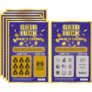 Gold Luck Pregnancy Announcement Fake Lottery Scratch Off Tickets, Great Idea for Pregnancy Reveal, 6 Cards
