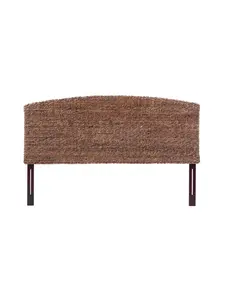 HomeRoots 474691 Woven Banana Leaf Curved Camelback Queen Size Headboard, Brown Natural & Rustic