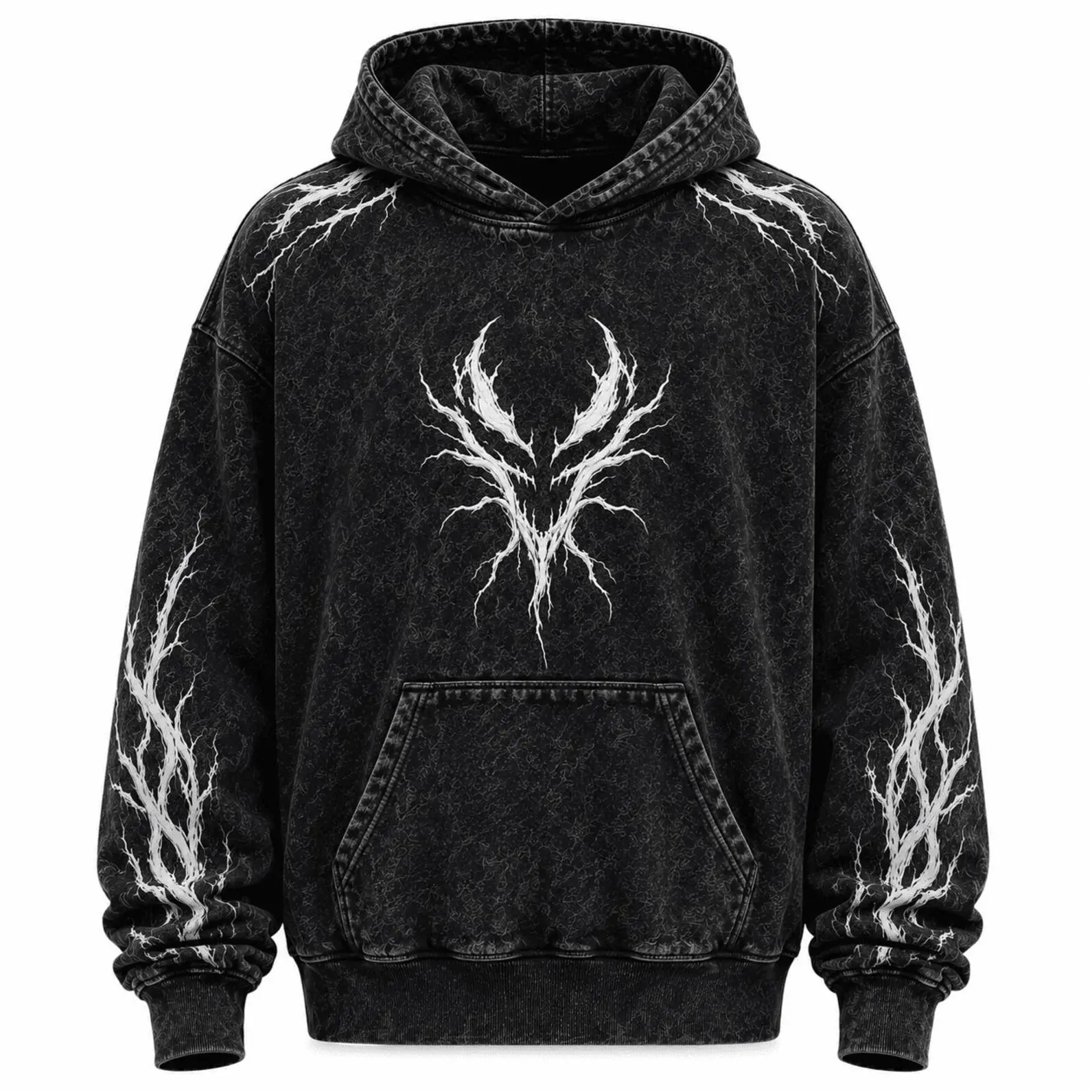 Venom Graphic Sweatshirt | 400+ GSM Oversized Acid Wash Hoodie | Gothic Streetwear Pullover | Y2K Grunge Hoodie Men Women