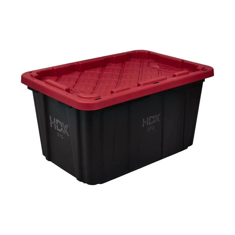 27 Gal. Tough Storage Tote in Black and Red 27 Gal. Tough Storage Tote in Black and Red