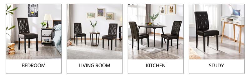 Yaheetech Faux Leather Dining Chairs, Button Tufted Dining Room Chairs with Rubber Wood Legs, Mid-Century Accent Dinner Chair for Living Room/Kitchen
