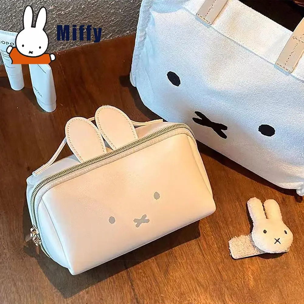 Kawaii Miffy Inspired Bunny Ear Design Cosmetic Bag Cute Rabbit Portable Premium Large Capacity Storage Bag Girl Gift