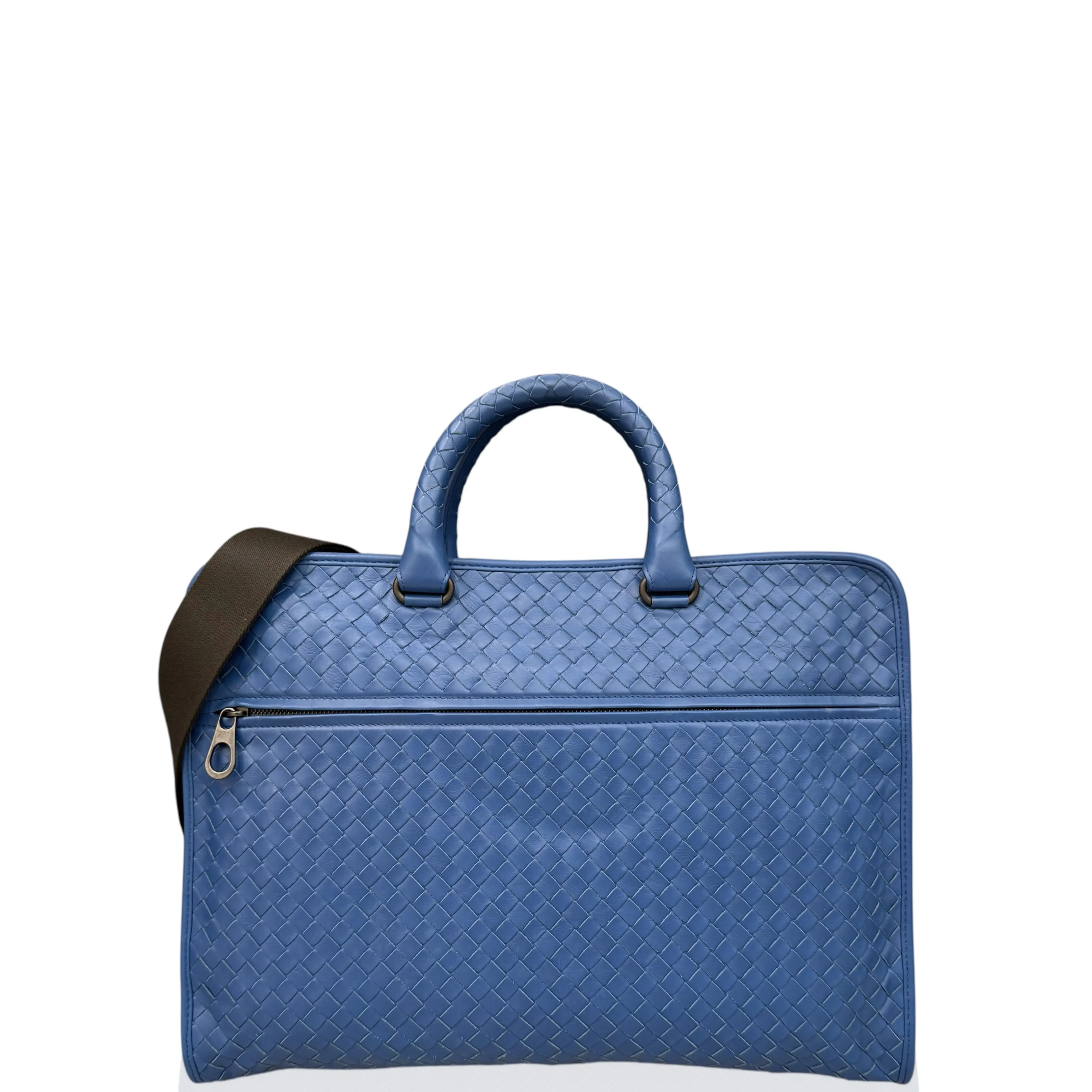 Pre-owned BOTTEGA VENETA Leather tote bags Tote Bag Calfskin Intrecciato Blue (jj011926a4)
