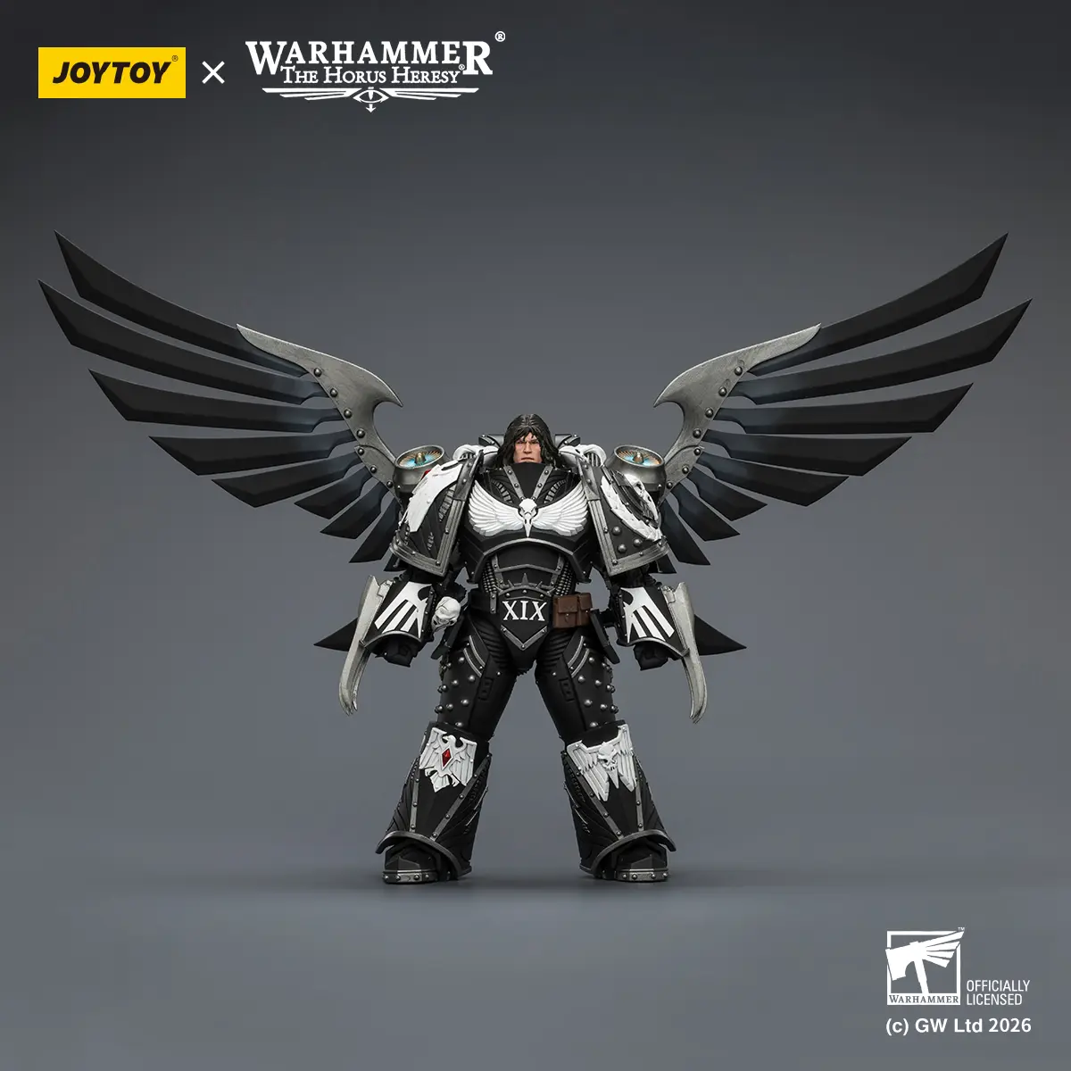 JOYTOY Warhammer "The Horus Heresy" 1/18 Action Figures Raven Guard Corvus Corax, Primarch of the XIX Legion with artificer-crafted lightning talons, archaeotech pistols, and whip