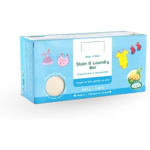 Stain Remover and Laundry Bar | Removes Stains from Clothing and Fabrics | Hand Wash Delicates | Targets Spit-Up,  Mush and Soiled Clothing |  and  Ingredients | (220 grams)