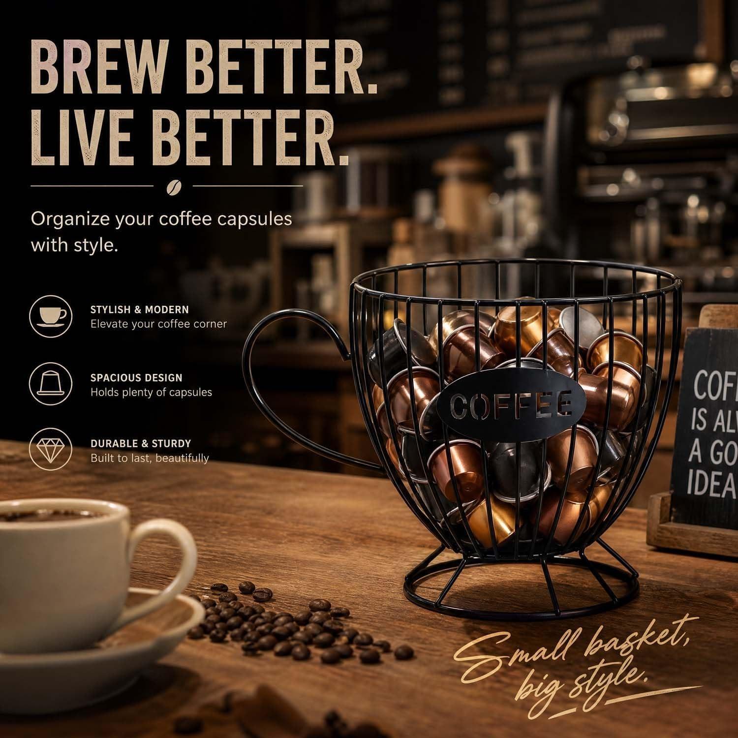 Metal Coffee Capsule Storage Basket Cup Shape Wire Coffee Pod Holder Countertop Coffee Organizer for Cup Coffee Station Decor Metal Coffee Capsule Storage Basket Cup Shape Wire Coffee Pod Holder Countertop Coffee Organizer for Cup Coffee Station Decor