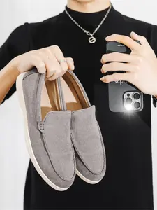 Men's Coffee Retro Casual Loafers, Simple Slip-On Design, Soft Sole Lightweight Long-Wearing Comfort, Daily Commute Strolling, Versatile Lazy No-Tie Shoes