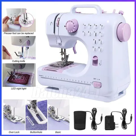 Portable Handheld Electric Sewing Machine - Beginner-Friendly Mini Size, 12 Built-In Stitches, Reverse Stitching, Preset Stitch Widths, AC Adapter, Pedal/Button Control, Denim & Silk Sew Tool for Sports Shoe Bags, Thanksgiving/Birthday Gift for Kids