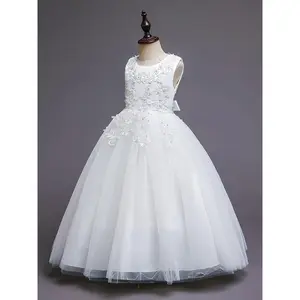 Flower Girls Sequined Lace Dress A Line Tulle Birthday Wedding Pageant Party Prom Long Dresses Ball Gown for Kids