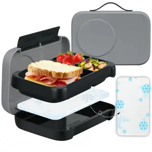 Chill Bento Lunch Box for Kids Adult with Ice Pack 3 Compartments Leakproof Lunch Containers Keep Food Cold for Girl Boy School Reusable Silicone lunch container