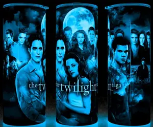 Glow in the Dark Twilight Saga - Bella - Jacob and Edward Vampire Movie Cup Mug Tumbler 20oz - Stainless Steel, Fantasy, Modern Drinkware - Washable Flasks Stylish Insulated Plastic