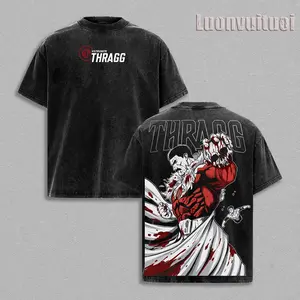 Thragg The Conqueror Viltrumite War Invincible Superhero Comics Double Print Tee & Tank Top, Soft Loose-Fitting Oversize Acid Washed Cotton Graphic Apparel, Lightweight Streetwear Top for Menswear