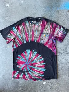 Carhartt Short Sleeve Red, White, and Blue Reverse Tie Dye T-Shirt | One-of-a-Kind | Men's Medium