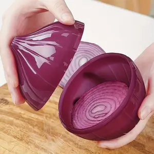 1pc Storage Box, Purple Onion Shape Food Saver Container With Sealable Lid, Durable Plastic Onion Keeper, Reusable Food Storage Box, For Onion Storage, Kitchen Organizers And Storage, Kitchen Accessories