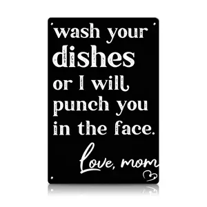 Funny Kitchen Wall Decor Plaque – Wash Your Dishes Love Mom Metal Sign, Aluminum Wall Sign 8×12Inch Kitchen Humt Rectangle Design Door.Perfect gift for Mother’s Day,gift for MiMi.