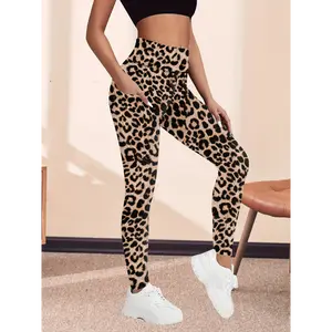 Women'S High-Waist Leopard Print Leggings with Crescent Pockets - Stretchy, Comfortable Fit for All Seasons, Leopard Print Pants
