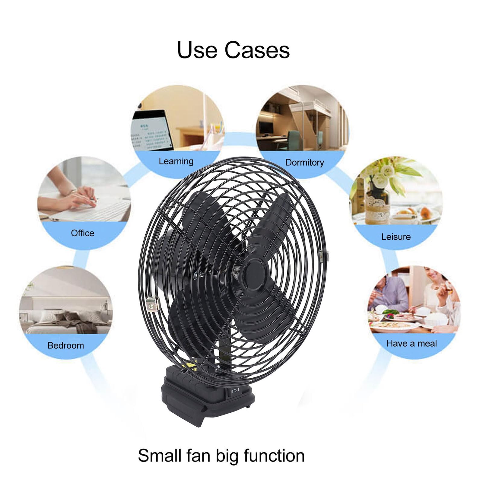 Portable Cordless Fan — 8-Inch, 50W Personal Cooling Fan — Battery-Powered (Compatible with Milwaukee M18 Batteries) — Ideal for Home, Garage, Camping, Outdoors, and Job Sites