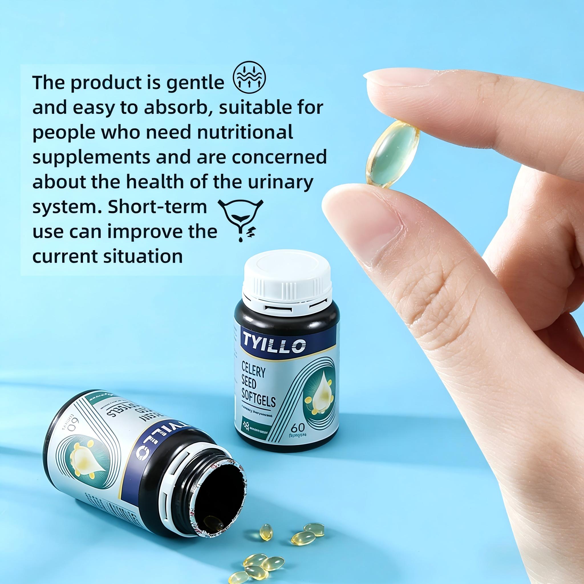 Tyillo Celery Seed Softgels with 140mg Celery Seed Oil - Promotes Urinary Tract Health, Uric Acid Removal, Detox, Antioxidant, Anti-Aging, Cardiovascular & Joint Flexibility, Inflammation Relief & Immune Support| Viral TikTok Wellness Supplement for Urine