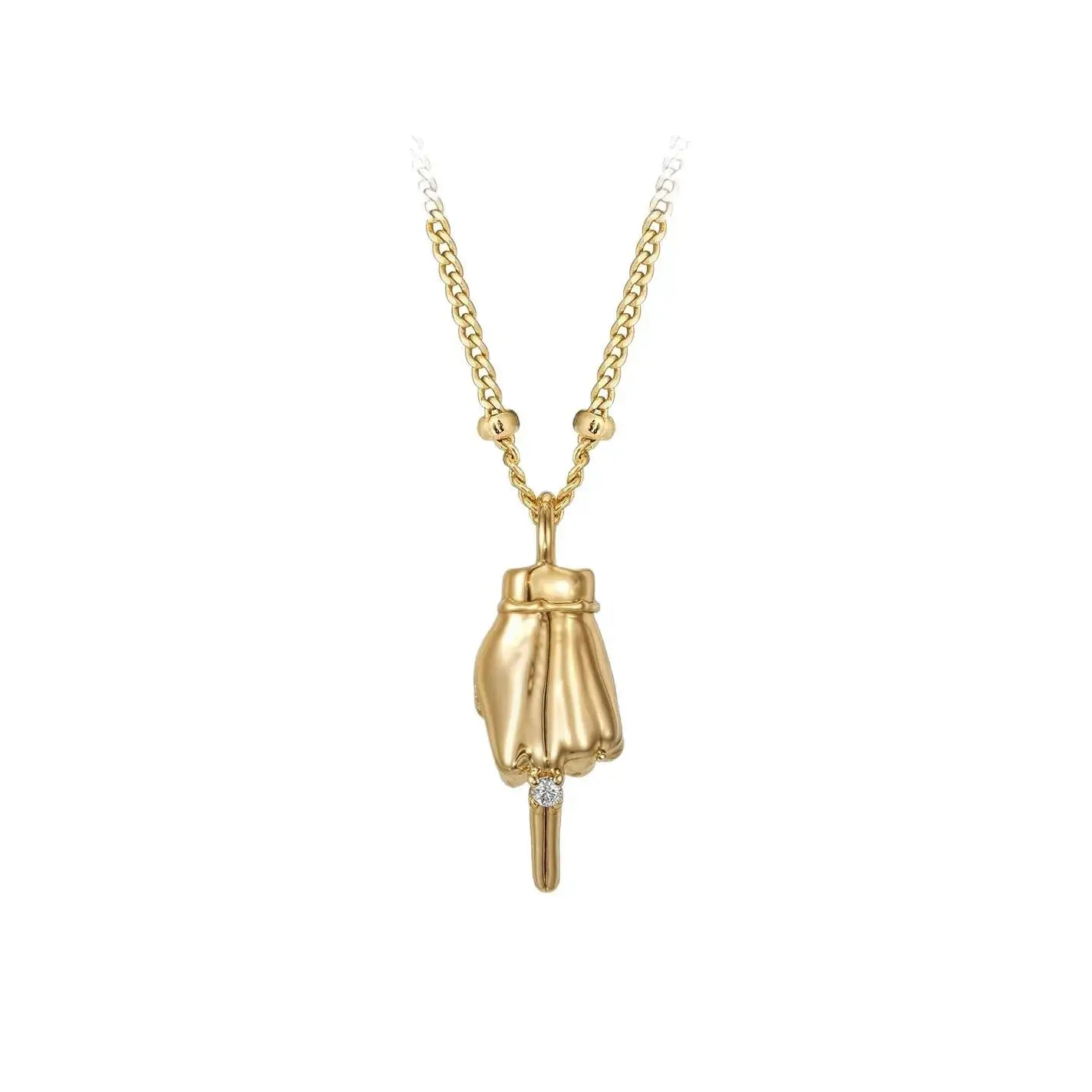 Gold Boxing Glove Pendant Cuban Link Chunky Chain Necklace - Standout Iced Charm Hip-Hop Streetwear Jewelry, Rapper Style Statement Piece for Men, Club Party Gift, Hip-Hop Streetwear Vibe, Standout, Chunky Chain Necklaces