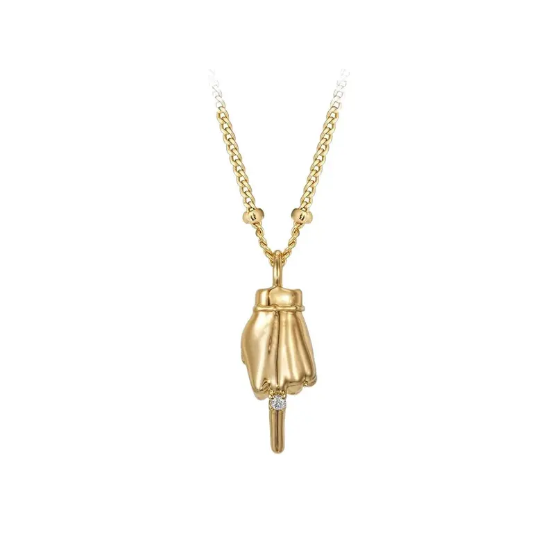 Men's Iced Gold Boxing Glove Pendant Cuban Link Chunky Chain Necklace - 1 Piece, Female Standout Statement Jewelry, Hip-Hop Streetwear Vibe Necklaces for Women, Club Party Gift, Hip Hop Costume Accessory